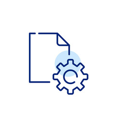 File configuration and document settings. File symbol and cogwheel. Pixel perfect, editable stroke icon