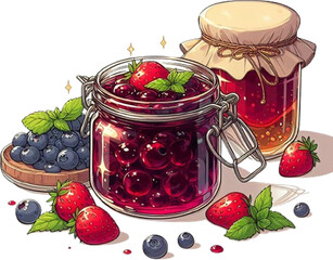 raspberry jam in jars