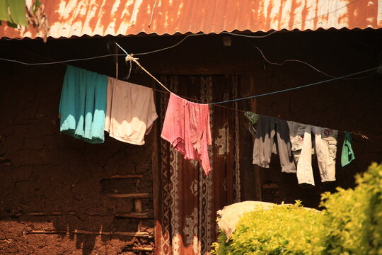 laundry on a clothes line in Tanzania