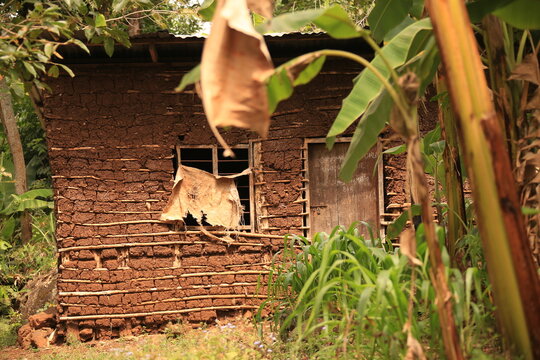 simple clay brick house in Tanzania