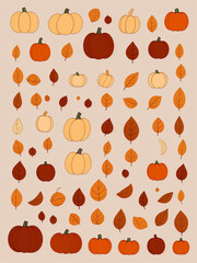 A photo of very beautiful flat autumn ornaments collection Generative AI