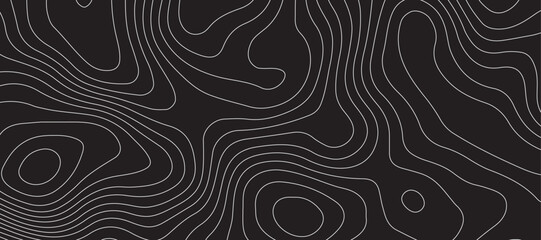 Abstract background with topographic contour map with geographic line map .black wave paper curved reliefs abstract background .vector illustration of topographic line contour map design. - obrazy, fototapety, plakaty