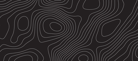 Abstract background with topographic contour map with geographic line map .black wave paper curved reliefs abstract background .vector illustration of topographic line contour map design. - obrazy, fototapety, plakaty