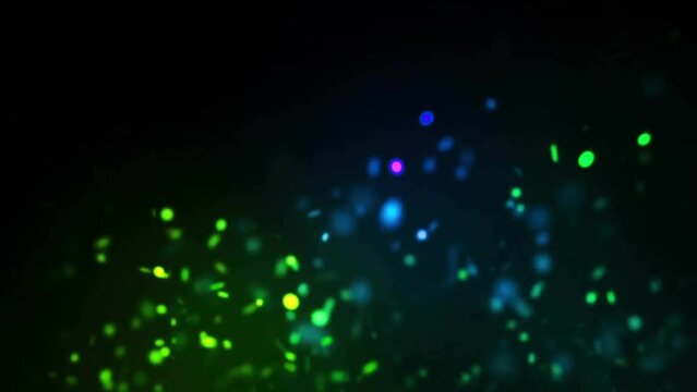 Animation of colourful sparks on black background