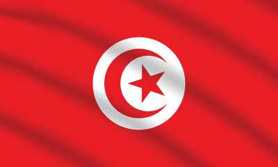 Flat Illustration of Tunisia flag. Tunisia national flag design. Tunisia Wave flag.
