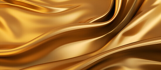 Golden Silk Satin Fabric Background. Fashionable Gold Silk Background