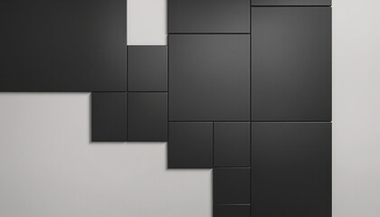 Abstract 3d render, black squares, geometric background design