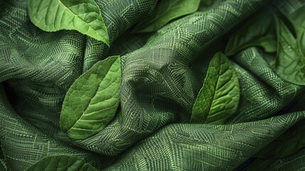 Green materials in fashion and design merge evergreen sustainability with trending eco-conscious fabrics and products. - obrazy, fototapety, plakaty