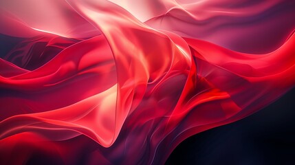 Elegant Red Curtain Fold Design with Ambient Backlight