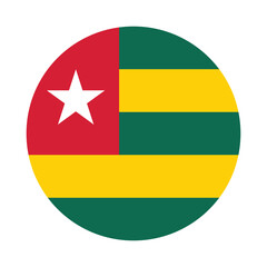 Togo national flag vector icon design. Togo circle flag. Round of Togo flag. 
