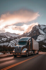 Shiny American Semi Truck on a Road