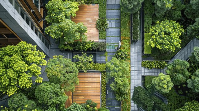 Sustainable business landscaping blends evergreen eco-friendly trends in outdoor design for a greener environment.