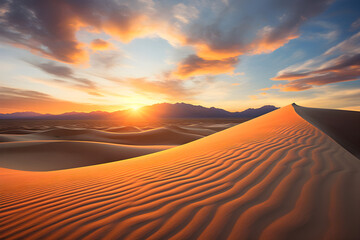 Fototapeta na wymiar Picturesque Deserted Landscape: The Arresting Beauty of the Desert at Sunset