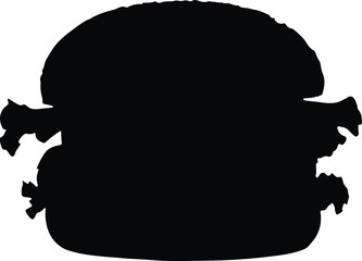 Burger Silhouette Vector Illustration White Background