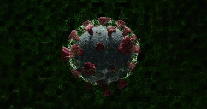 Animation of virus cell and brain over shapes