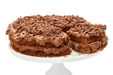 creamy chocolate cake on cutout background