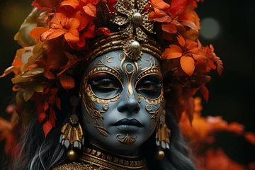 Foto op Plexiglas D?a de los Muertos festival in Latin American countries. People organize carnivals, decorate altars with marigolds, wear themed costumes and put on appropriate makeup © anwel