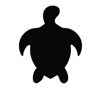 African Helmeted Turtle silhouette icon. Vector image.