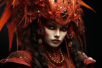 capture the vibrant colors and elaborate costumes of the venetian carnival in a stunning and detailed illustration.