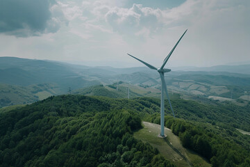 Wind turbines generating clean energy - obrazy, fototapety, plakaty