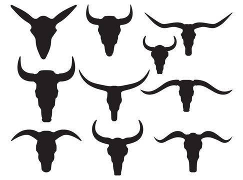 Bull Skull Vector, Bull skull silhouette, Bull head, Bull Vector, Bull Skull Vector, longhorn head skull, Skull