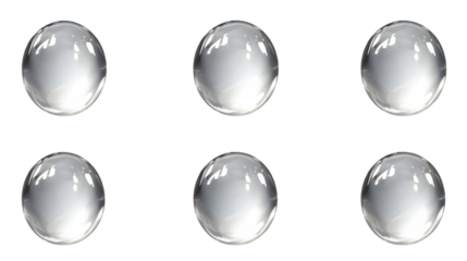 Set of water drops on transparent background