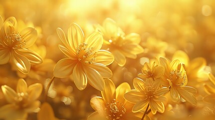 Obraz na płótnie Canvas Soft-focus close-up of yellow flowers.