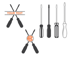 screwdrivers monogram svg,  Crossed screwdrivers, screwdrivers SVG, screwdrivers monogram svg, Mechanic Tools , screwdrivers Cut files