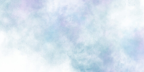 Light blue Purple vector layout with cloudscape.  The summer heaven is colorful clearing day Good weather and beautiful nature. Sky aquarelle painted paper textured canvas for vintage design. - obrazy, fototapety, plakaty