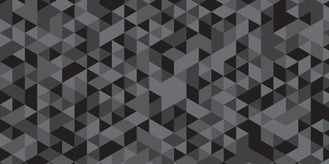 Seamless geometric pattern square shapes low polygon backdrop background. Abstract geometric wall tile and metal cube background triangle wallpaper. Gray and black polygonal background.