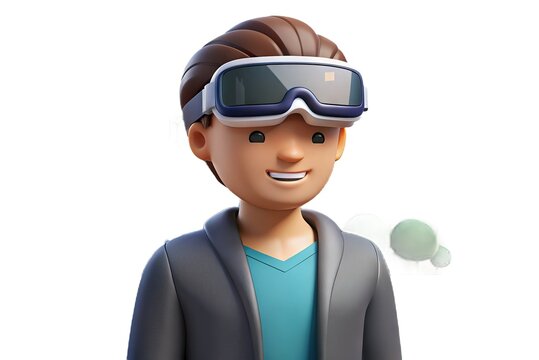 Person Wearing Virtual Reality Glasses, Generative AI	
