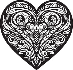 Black and white stylized heart vector illustration