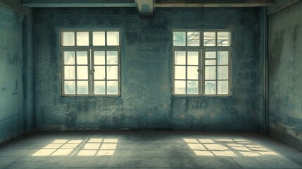 old empty room light window old house, tone pastel