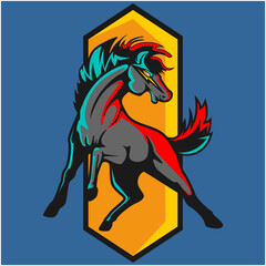 logo illustration of a wild horses, which looks bright and bold
