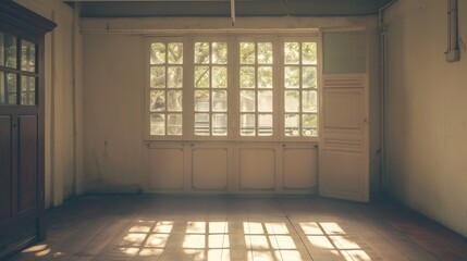old empty room light window old house, tone pastel