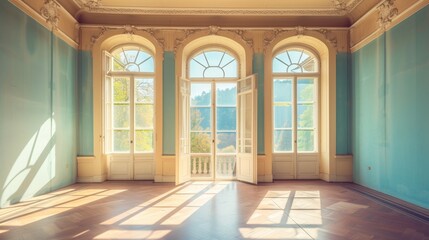 Obraz premium old empty room light window old house, tone pastel