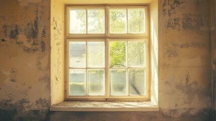Fototapeta na wymiar old empty room light window old house, tone pastel