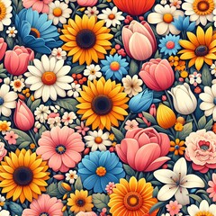 seamless pattern with flowers background