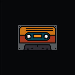 Original vector illustration. The contour icon of a retro audio cassette.