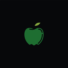 Original vector illustration. Contour icon of a ripe green apple.