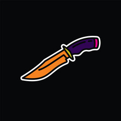 Original vector illustration. Contour icon of a camping knife.