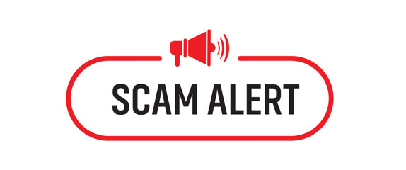 scam alert sign on white background