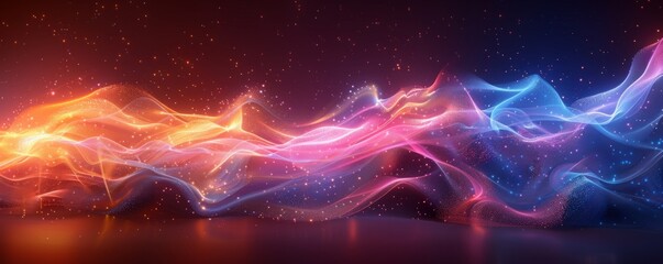 3D digital data wave shape with futuristic digital background for wallpaper