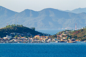 Fototapeta na wymiar A Small Fishing Village In Nha Trang City, Vietnam. Nha Trang City Is A Coastal City In Khanh Hoa Province Where Is One Of The Most Important Tourist Hubs Of Vietnam.