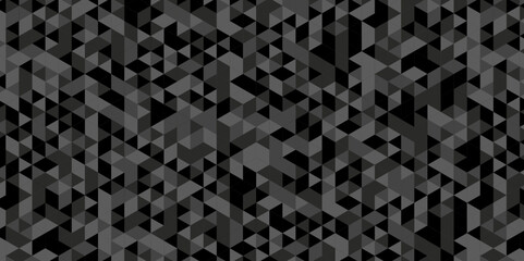 Seamless geometric pattern square shapes low polygon backdrop background. Abstract geometric wall tile and metal cube background triangle wallpaper. Gray and black polygonal background.