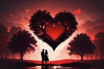 Poster Beautiful silhouette with red coloured love theme perfect for valentine imagery © TheGamifiedTV