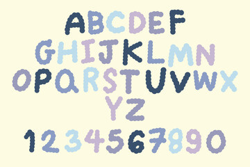Cute font, vector font, cute style alphabet, Handwritten font, cute Vector alphabet, Vector illustration, Hand drawn letters and postcard