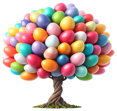 Fantasy egg eater tree. wonder candy egg tree, easter egg delights, egg PNG isolated - clear background.  
