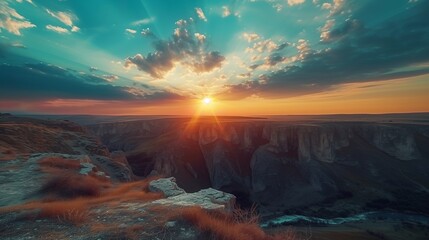 Colorful canyon landscape at sunset. nature scenery in the canyon