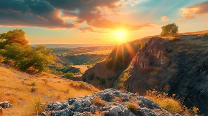 Foto auf Leinwand Colorful canyon landscape at sunset. nature scenery in the canyon © sundas